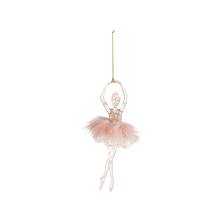 Acrylic Ballerina Ornament with Feathers & Glitter - Pink