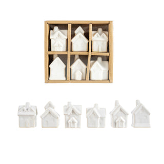 Stoneware Village, White, Set of 6