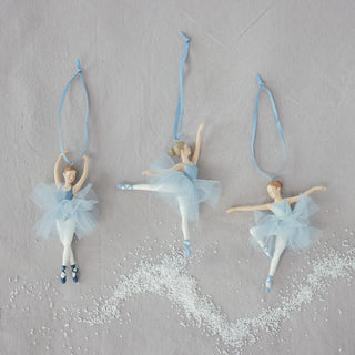 Resin Ballerina Ornament with Blue Tutu, 3 Styles