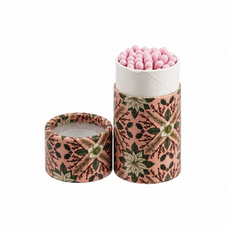 Safety Matches in Tube Matchbox with Botanical Pattern, 3 Styles