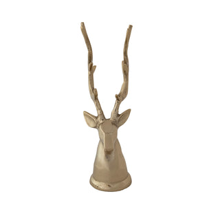 Cast Aluminum Reindeer Head, Gold Finish