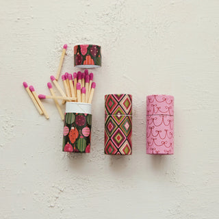 Safety Matches in Tube Matchbox with Holiday Pattern, 3 Styles