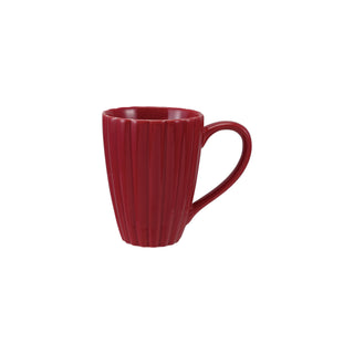 Cranberry Red Ribbed Ceramic Mug 14 oz.