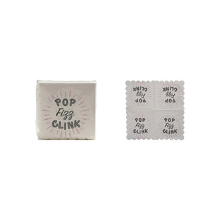 Paper Scalloped Napkins "Pop Fizz Clink" (Contains 50 Folded Pieces)