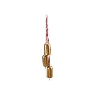 Gold Hanging Metal Bells with Red & White Cord