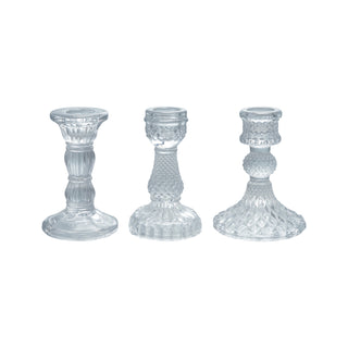 Pressed Glass Taper Candle Holder, 3 Styles