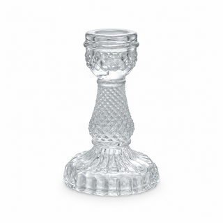 Pressed Glass Taper Candle Holder, 3 Styles