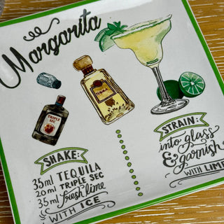 Stoneware Plate w/ Cocktail Recipe & Art, 8 Styles