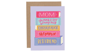 Mom Book Stack Greeting Card