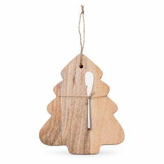 Holiday Mango Wood Cheese Board & Canapé Knife Set, 6 Styles