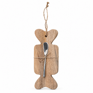 Holiday Mango Wood Cheese Board & Canapé Knife Set, 6 Styles