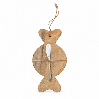 Holiday Mango Wood Cheese Board & Canapé Knife Set, 6 Styles