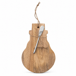 Holiday Mango Wood Cheese Board & Canapé Knife Set, 6 Styles