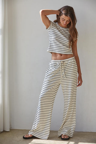 Call Me Striped Pants / Cream & Black