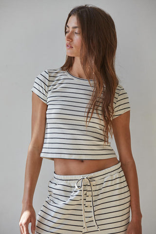 Call Me Striped Top / Cream & Black