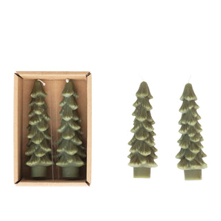 Short Tree Shaped Taper Candles in Box / Set of 2
