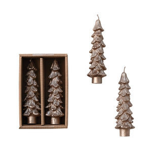 Short Tree Shaped Taper Candles in Box / Set of 2