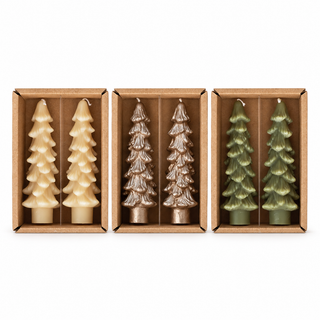 Short Tree Shaped Taper Candles in Box / Set of 2