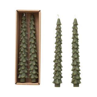 Tall Tree Shaped Plain Taper Candles / Set of 2