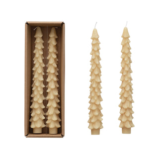 Tall Tree Shaped Plain Taper Candles / Set of 2