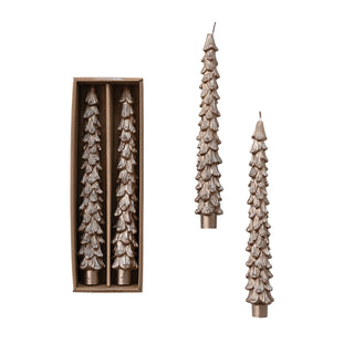 Tall Tree Shaped Plain Taper Candles / Set of 2
