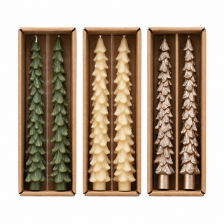 Tall Tree Shaped Plain Taper Candles / Set of 2
