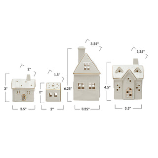 LED Stoneware Holiday Village Houses