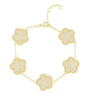 Adeline Clover Pave Bracelet / Gold