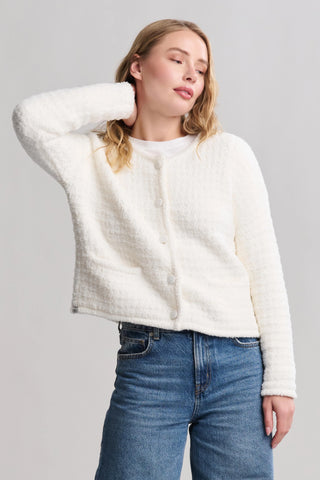 Barefoot Dreams CozyChic® Textured Button Front Cardigan - Pearl