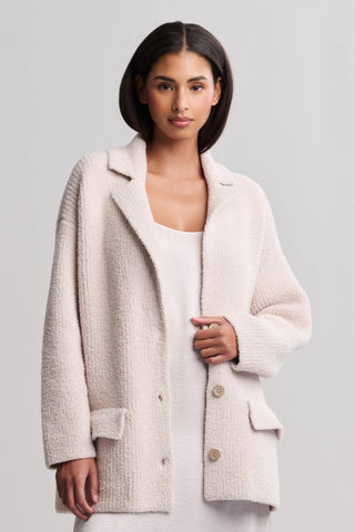 Barefoot Dreams CozyChic® Rib Oversized Notch Collar Blazer - Stone