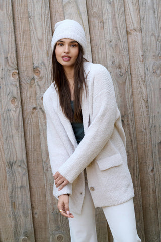 Barefoot Dreams CozyChic® Rib Oversized Notch Collar Blazer - Stone