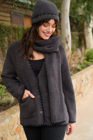 Barefoot Dreams CozyChic® Ribbed Blanket Stitch Beanie - Carbon