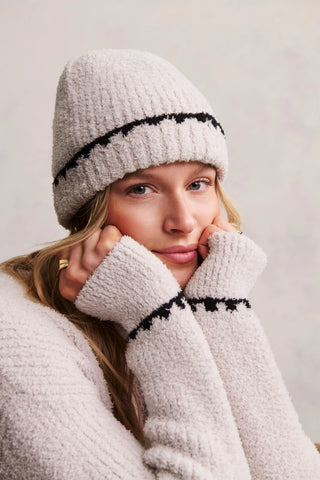 Barefoot Dreams CozyChic® Ribbed Blanket Stitch Beanie - Stone