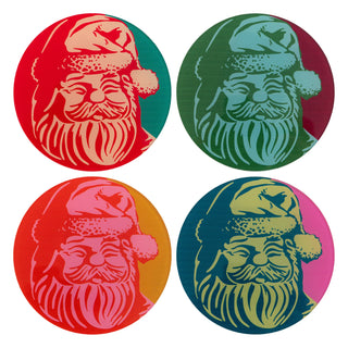 Retro Santa Acrylic Coaster Set - Set of Four