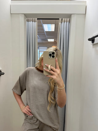 Stevie Stripe Oversized T Shirt - Brown