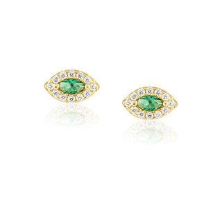 Alma Emerald Evil Eye Studs - Gold | Sahira Jewlery