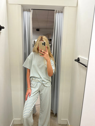 Carter Straight Fit Stripe Pants - Light Blue