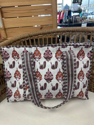 Quilted Print Tote Bag - Large
