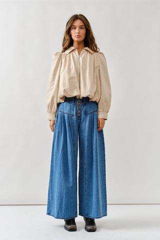 Alice Front Button Down Flare Jeans - Medium Wash