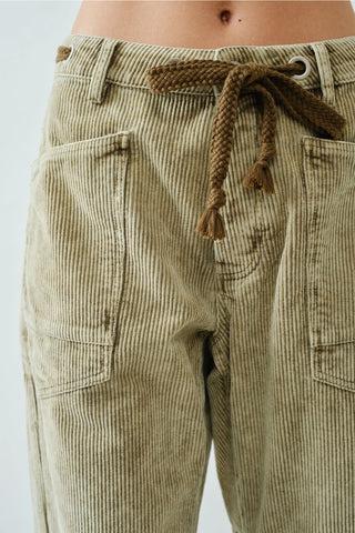 Tessa Barrel Corduroy Pants - Dove
