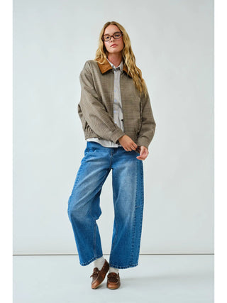 Riley Classic Plaid Bomber Jacket - Brown