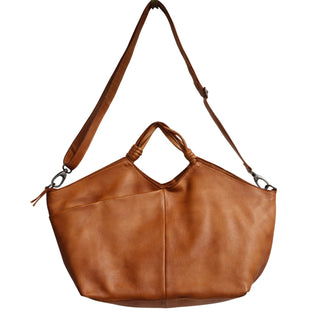 Nelly Leather Tote Crossbody Bag - Cognac
