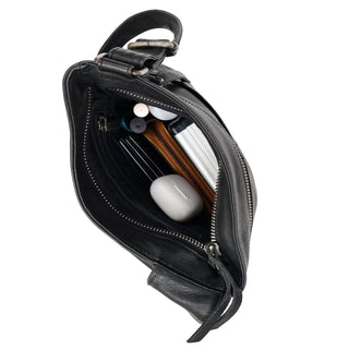 Athena Leather Crossbody Bag - Black