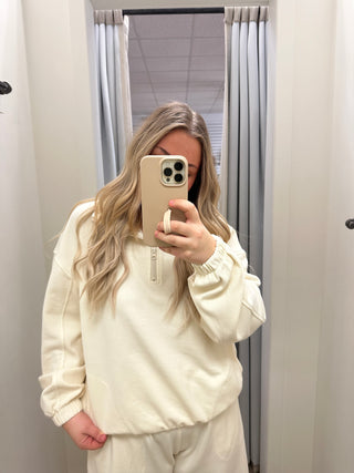 Monday French Terry Half Zip - Vanilla Ice