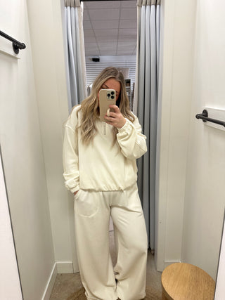 Drew French Terry Wide Leg Sweatpants - Vanilla Ice