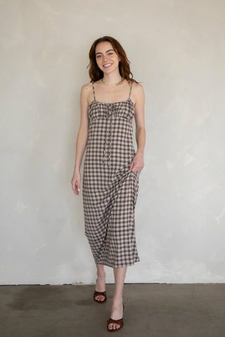Maple Checkered Cami Dress - Brown Combo