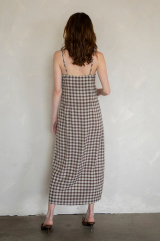 Maple Checkered Cami Dress - Brown Combo