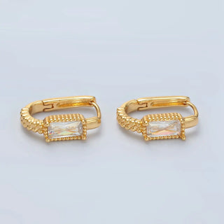 Baguette Oblong Huggie Hoop Earrings