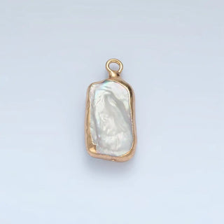 White Freshwater Pearl Gold Foil Charm