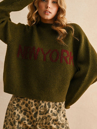 New York Sweater Top - Olive
